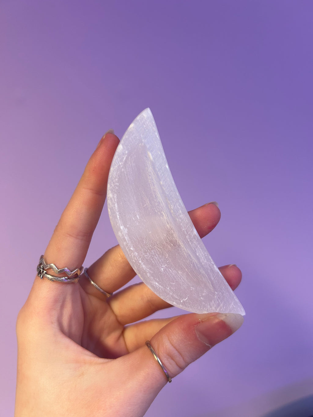 Selenite moons crystal bowl