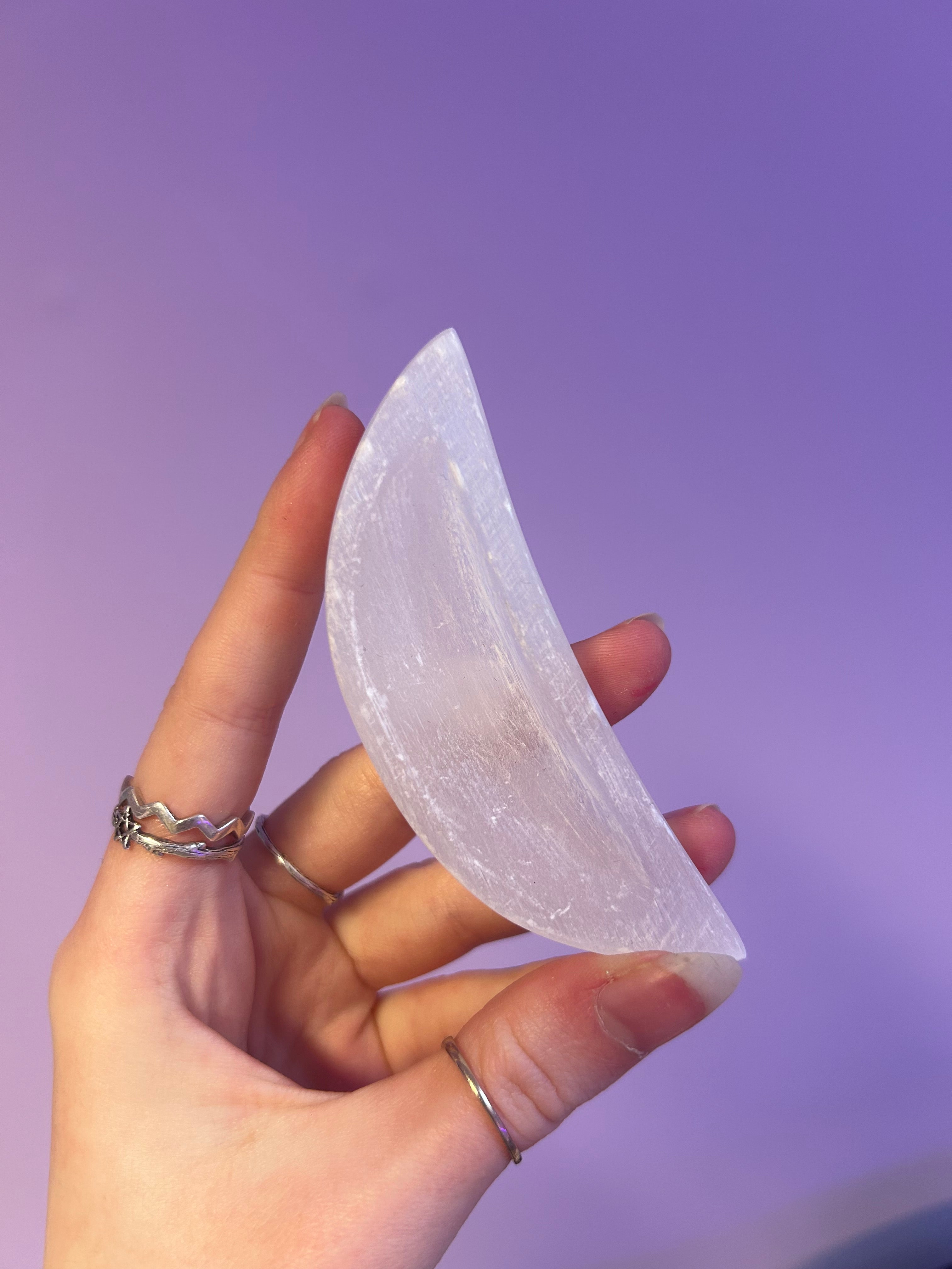 Selenite moons crystal bowl
