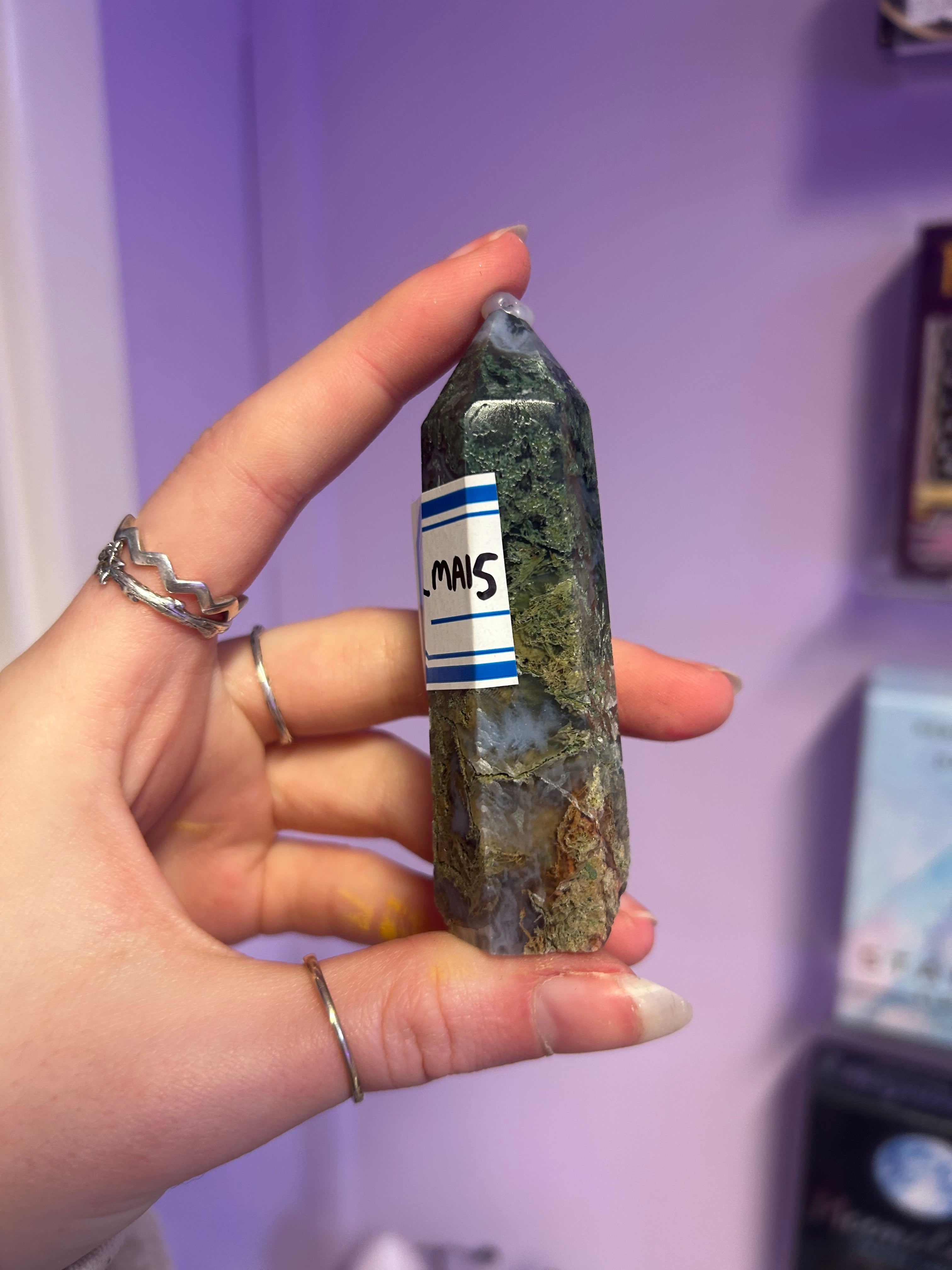 Moss agate Crystal tower