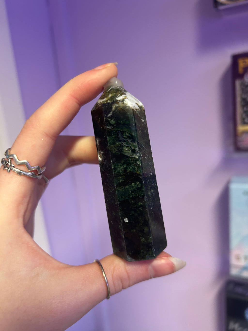 Moss agate Crystal tower