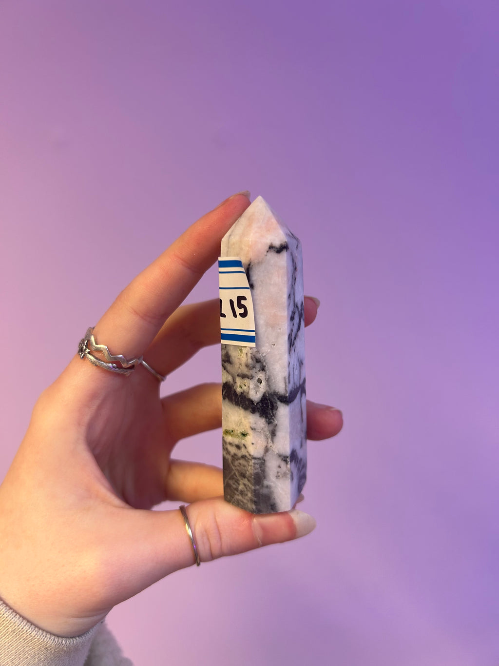 Pink zebra jasper Crystal tower