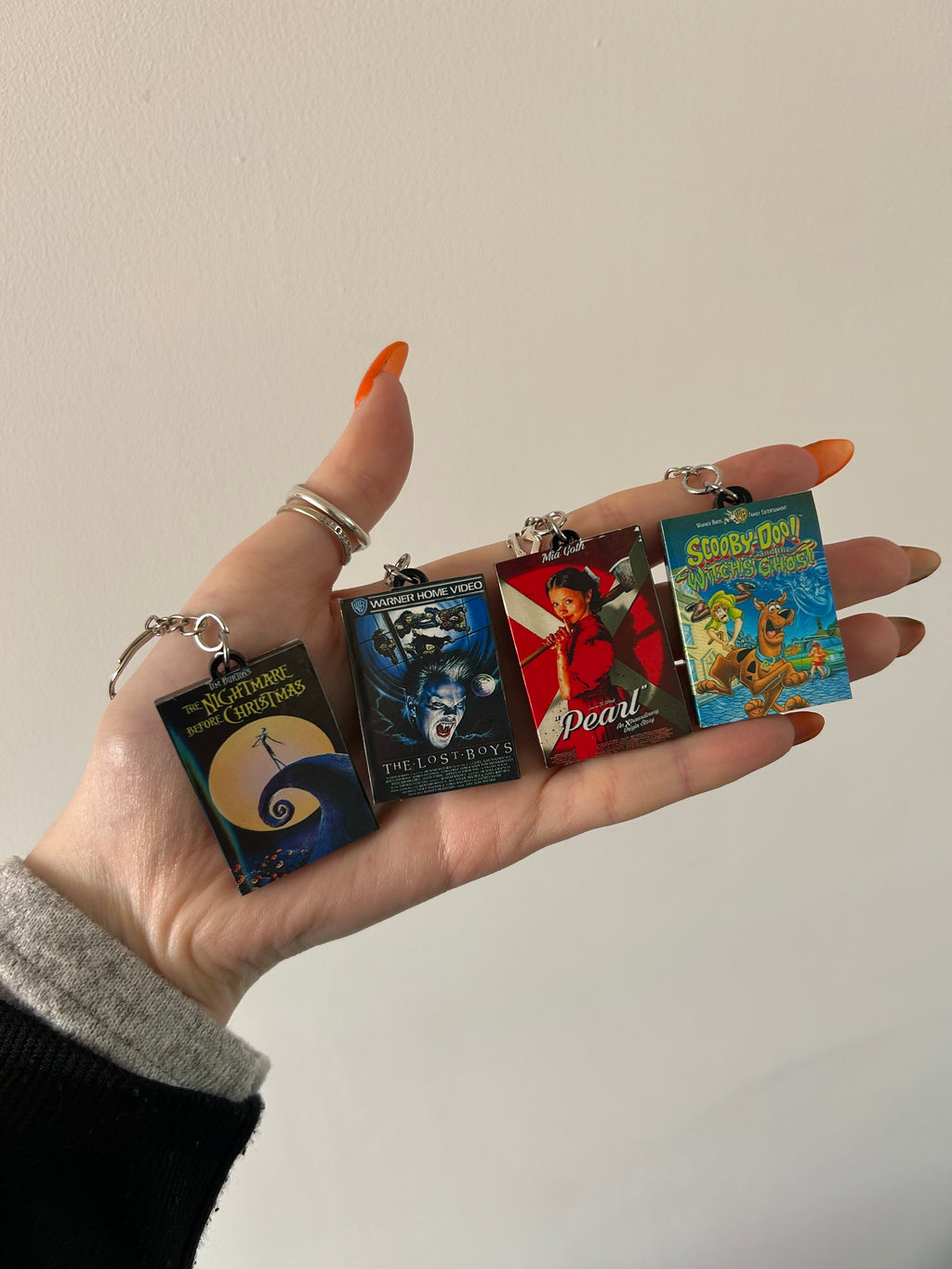 Horror vhs keychains