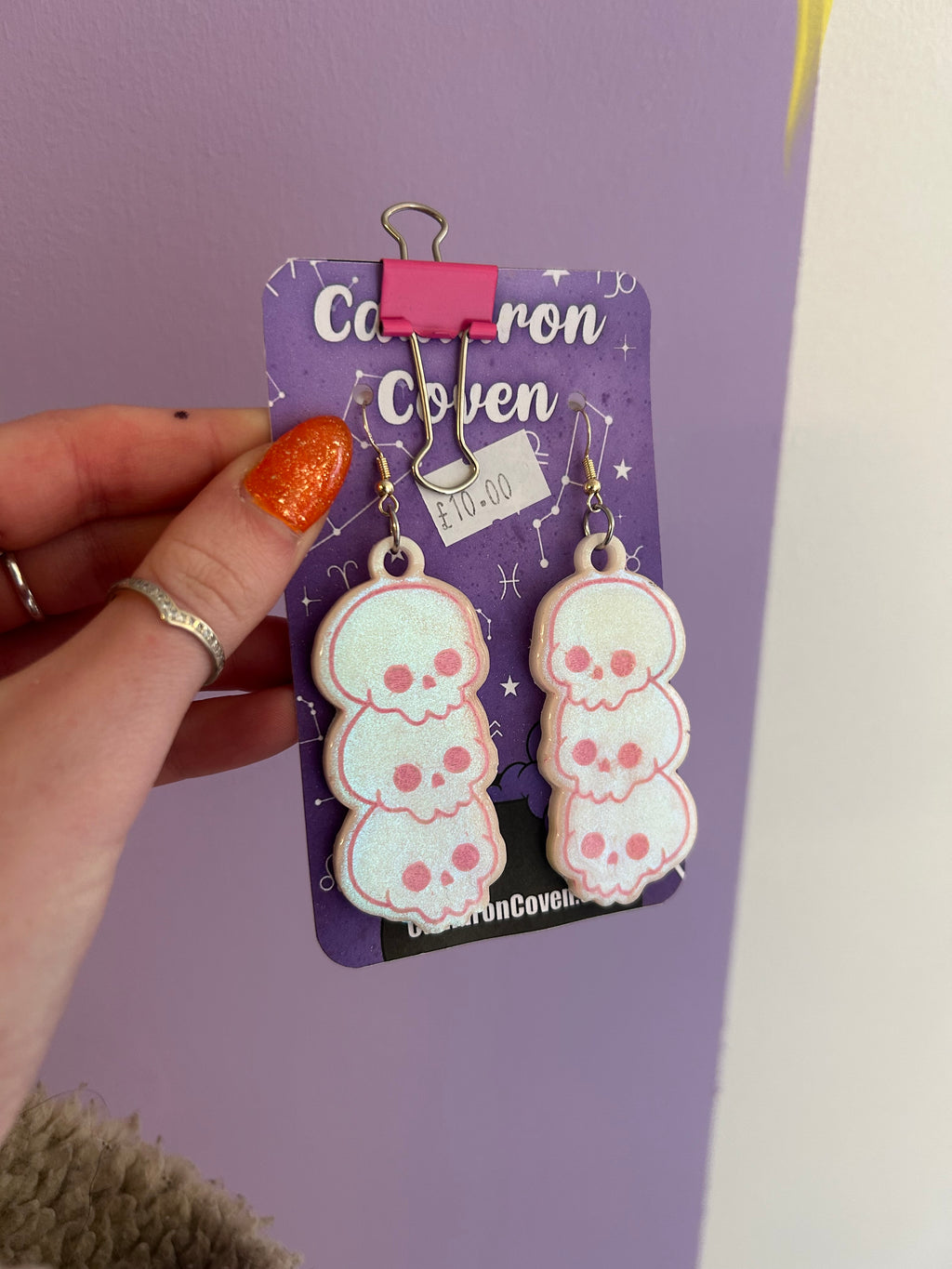 Iridescent pink Resin earrings