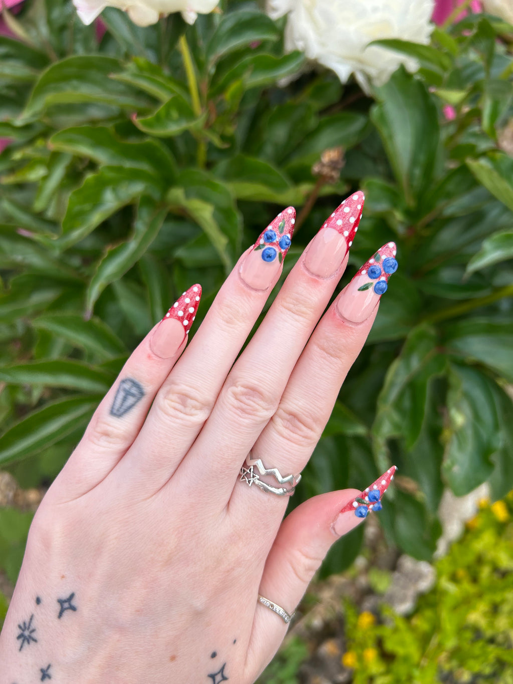 Blueberry Picnic 🧺 press on nails| long lasting, hand painted, cat eye effect (Copy)