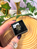 Gold sheen obsidian skull gemstone adjustable ring