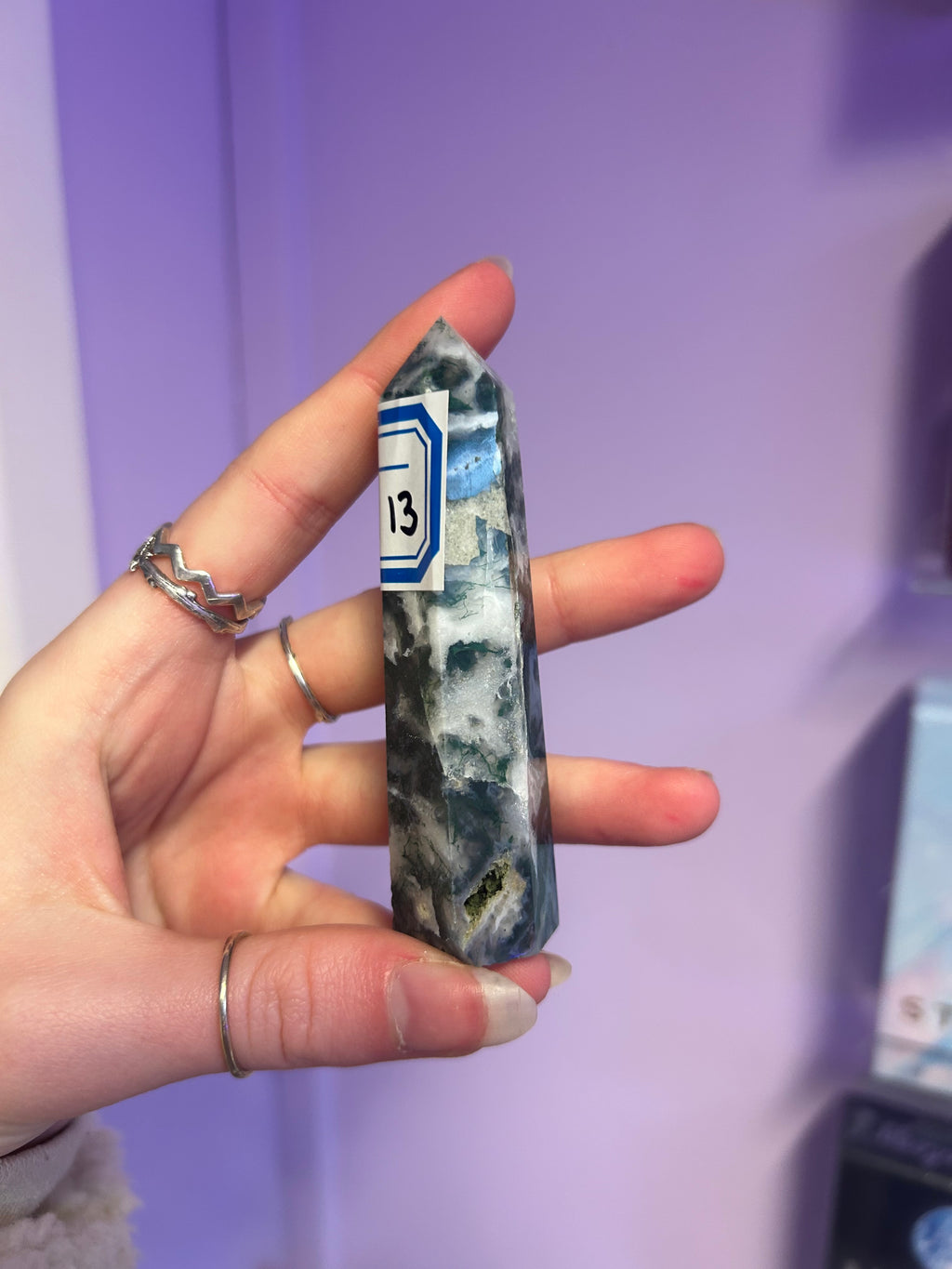 Moss agate Crystal tower