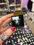 Rainbow moonstone butterfly gemstone adjustable ring