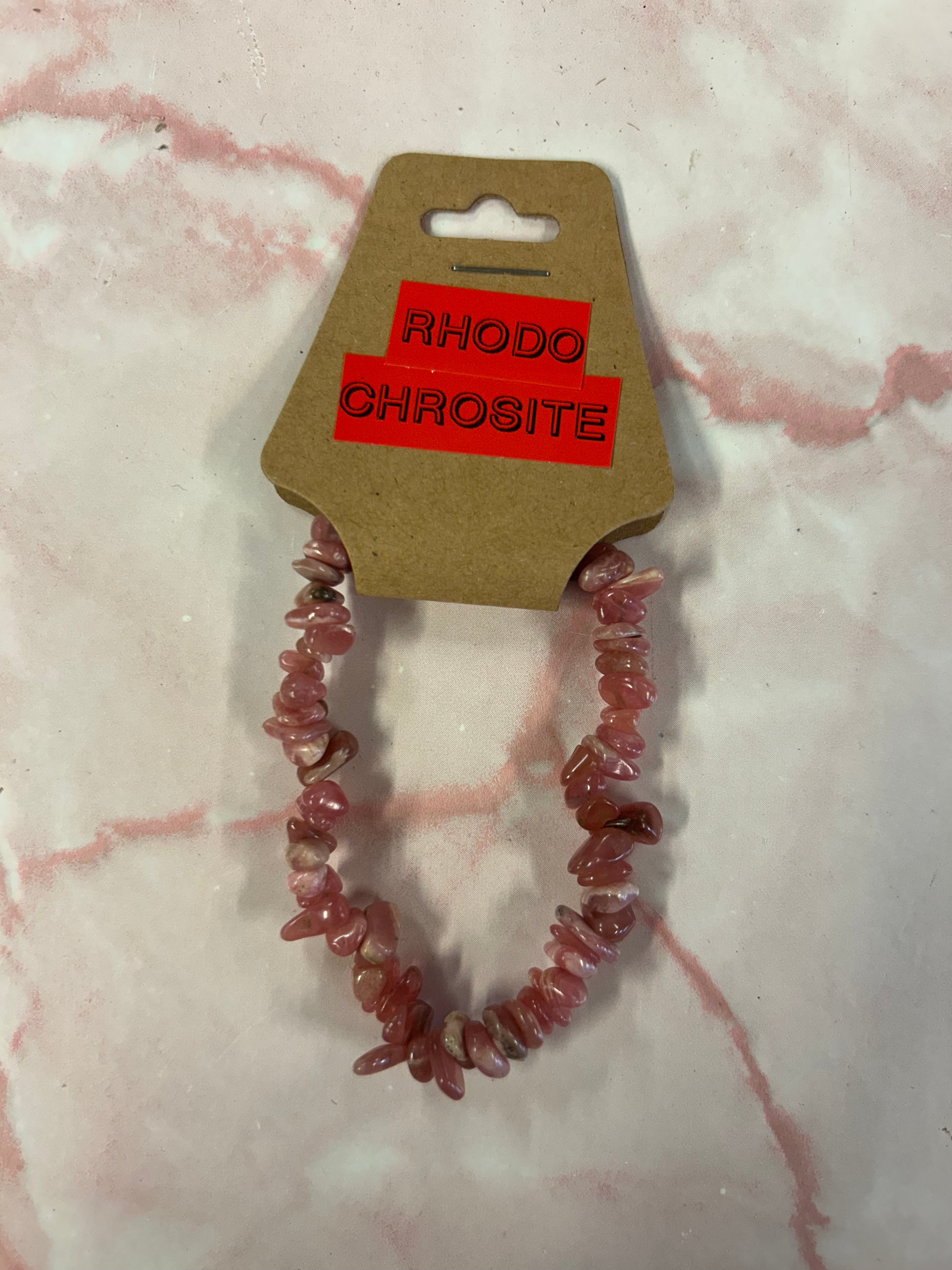 Rhodochrosite Crystal chip bracelet
