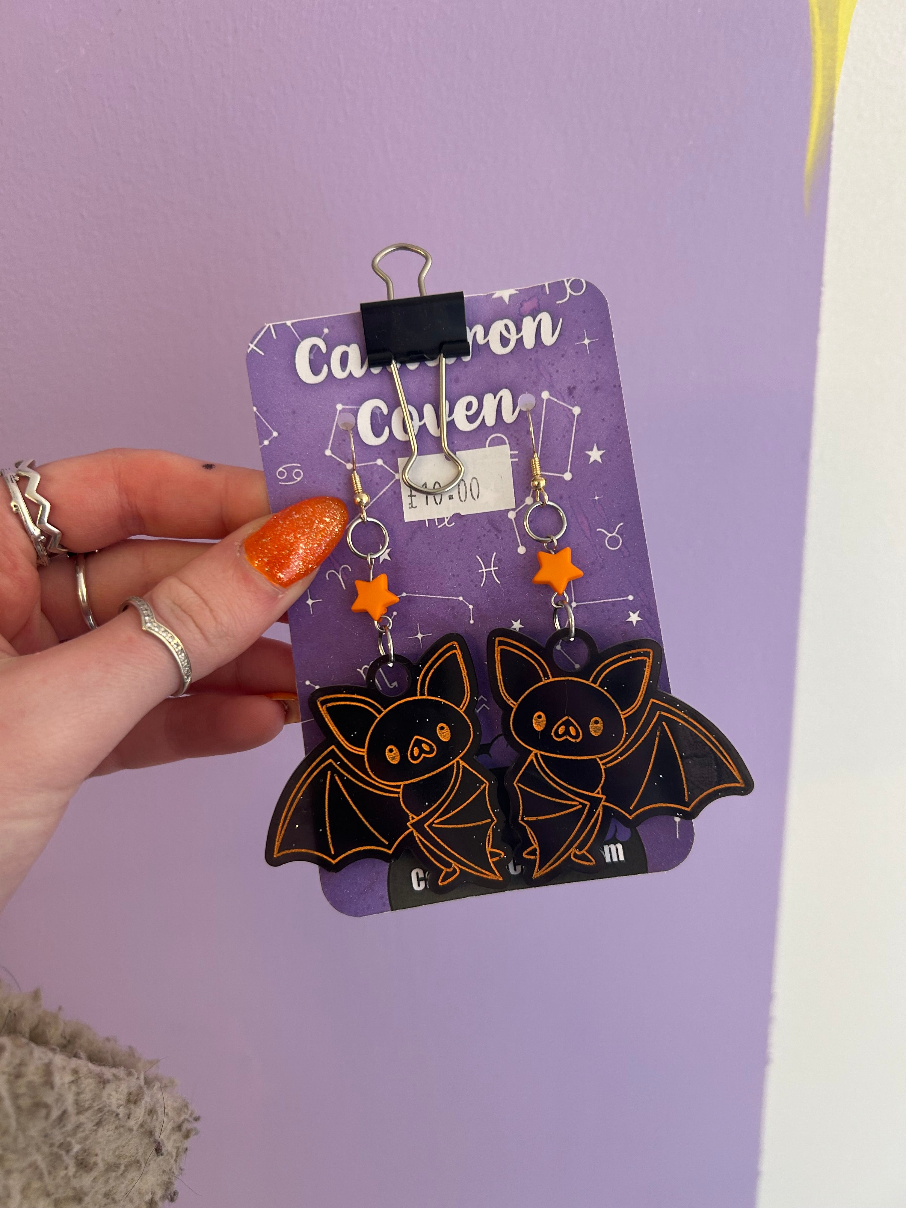 Orange bats Resin earrings