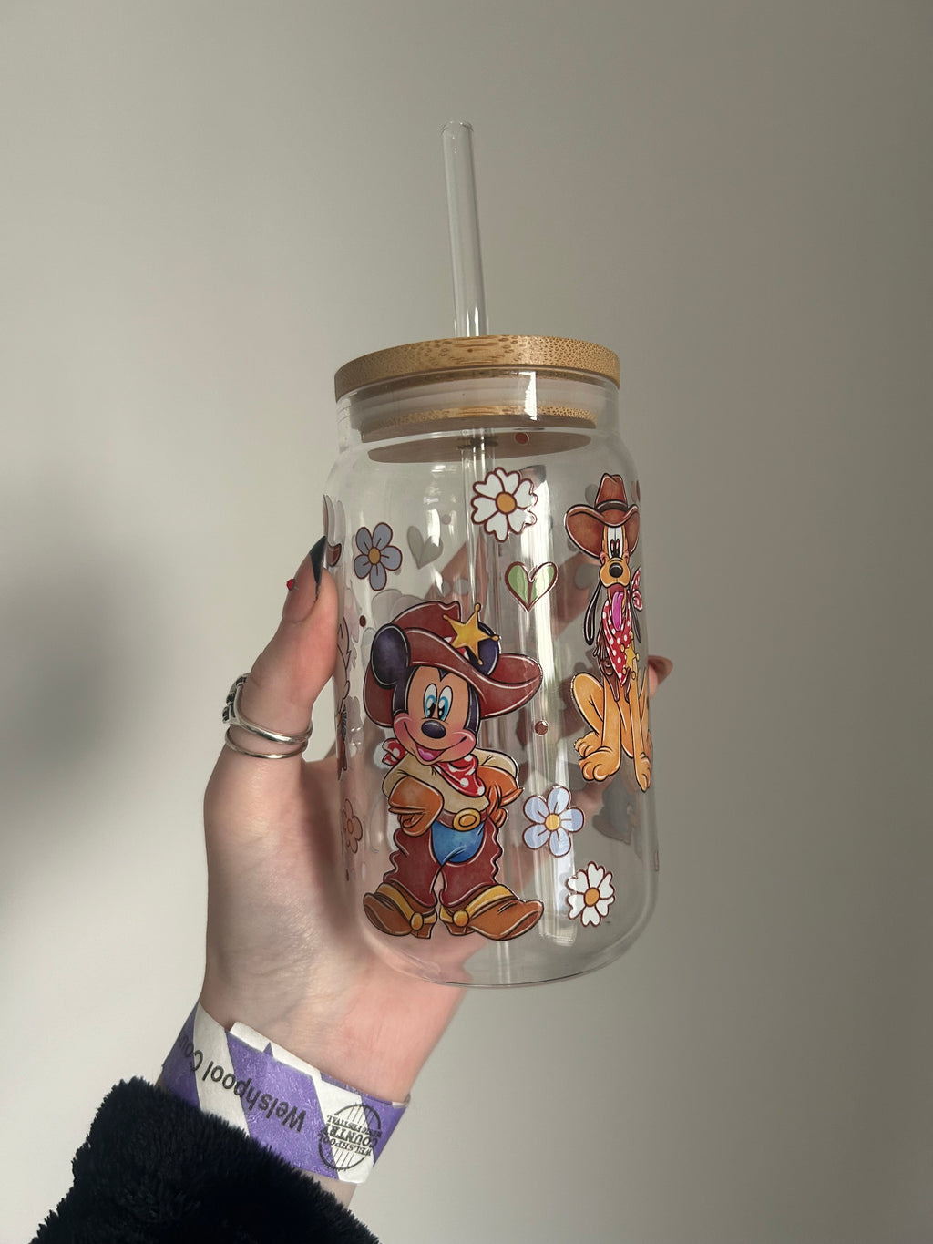 Character cowboy clear Libbey glass