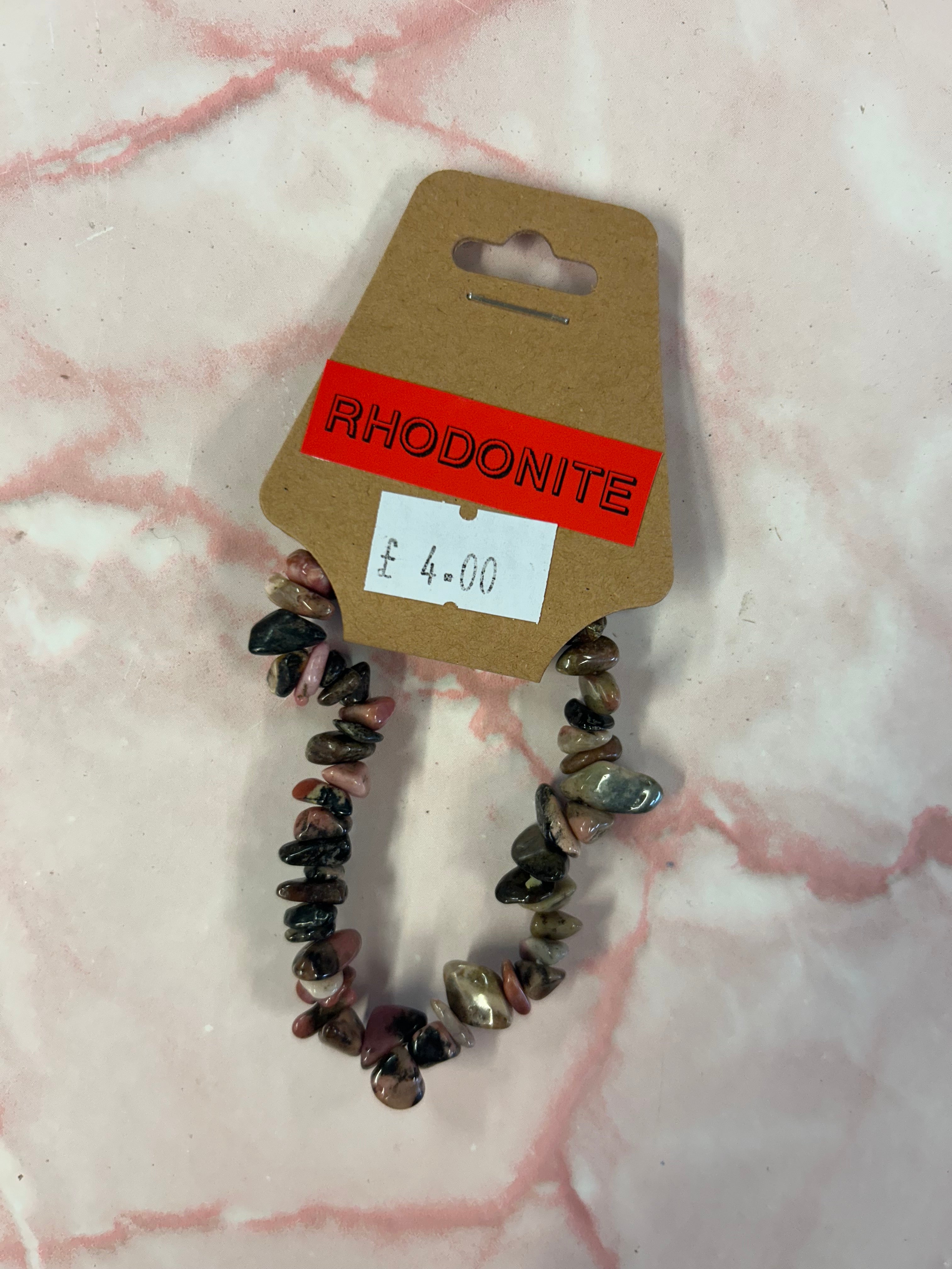Rhodonite Crystal chip bracelet