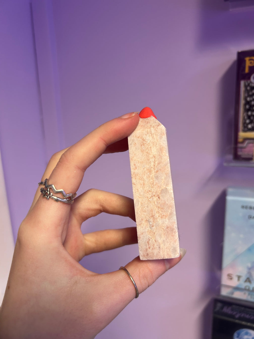 Pink aragonite Crystal tower