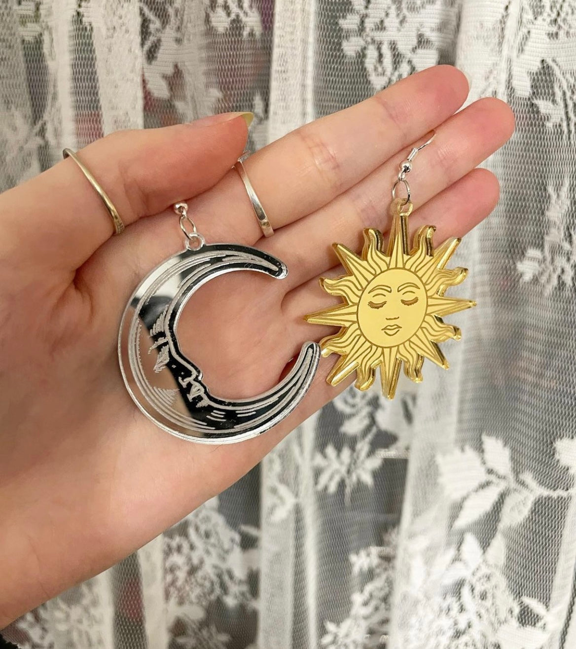 Sun and Moon Acrylic Earrings
