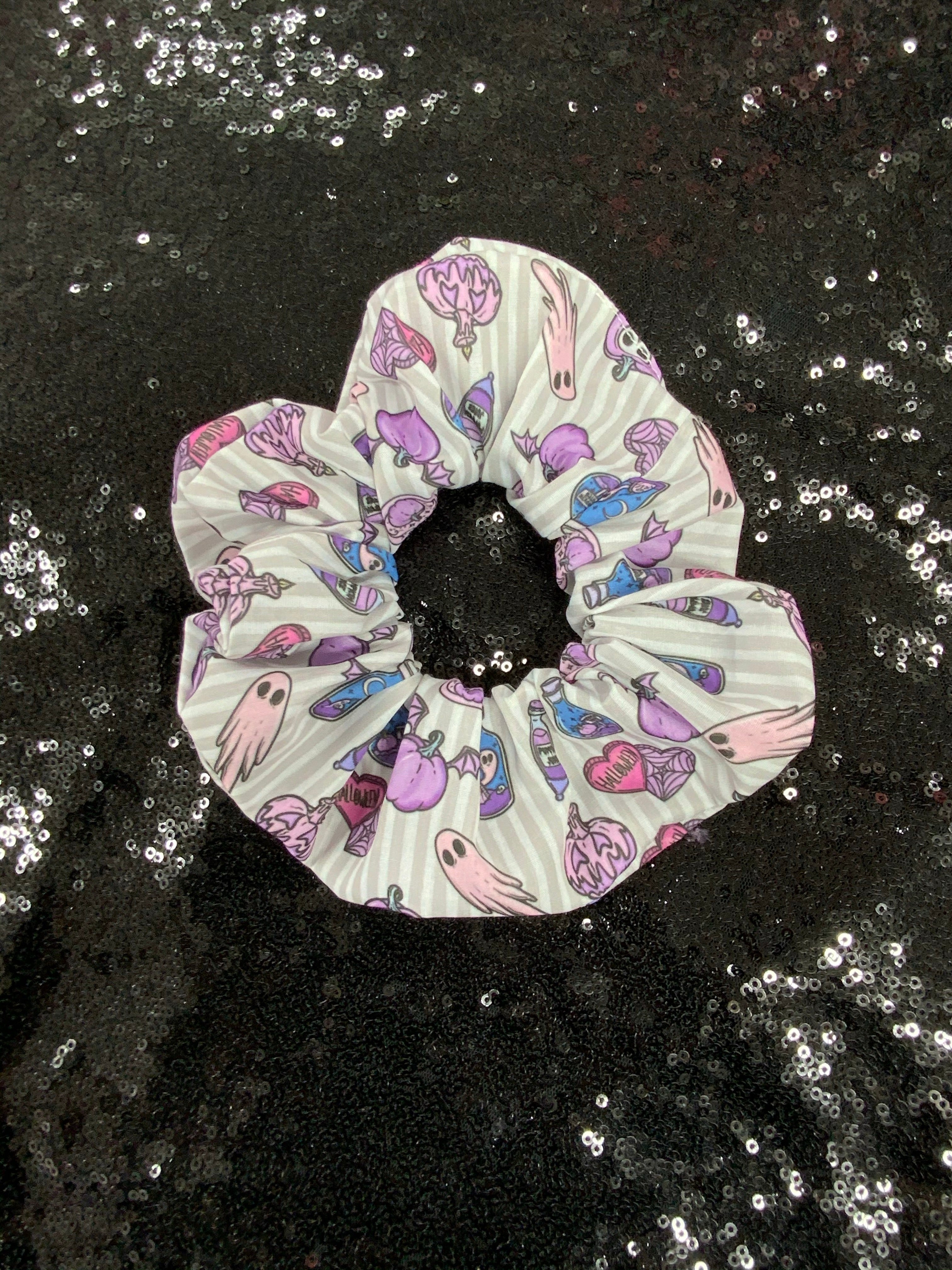 Striped Halloween hair scrunchie